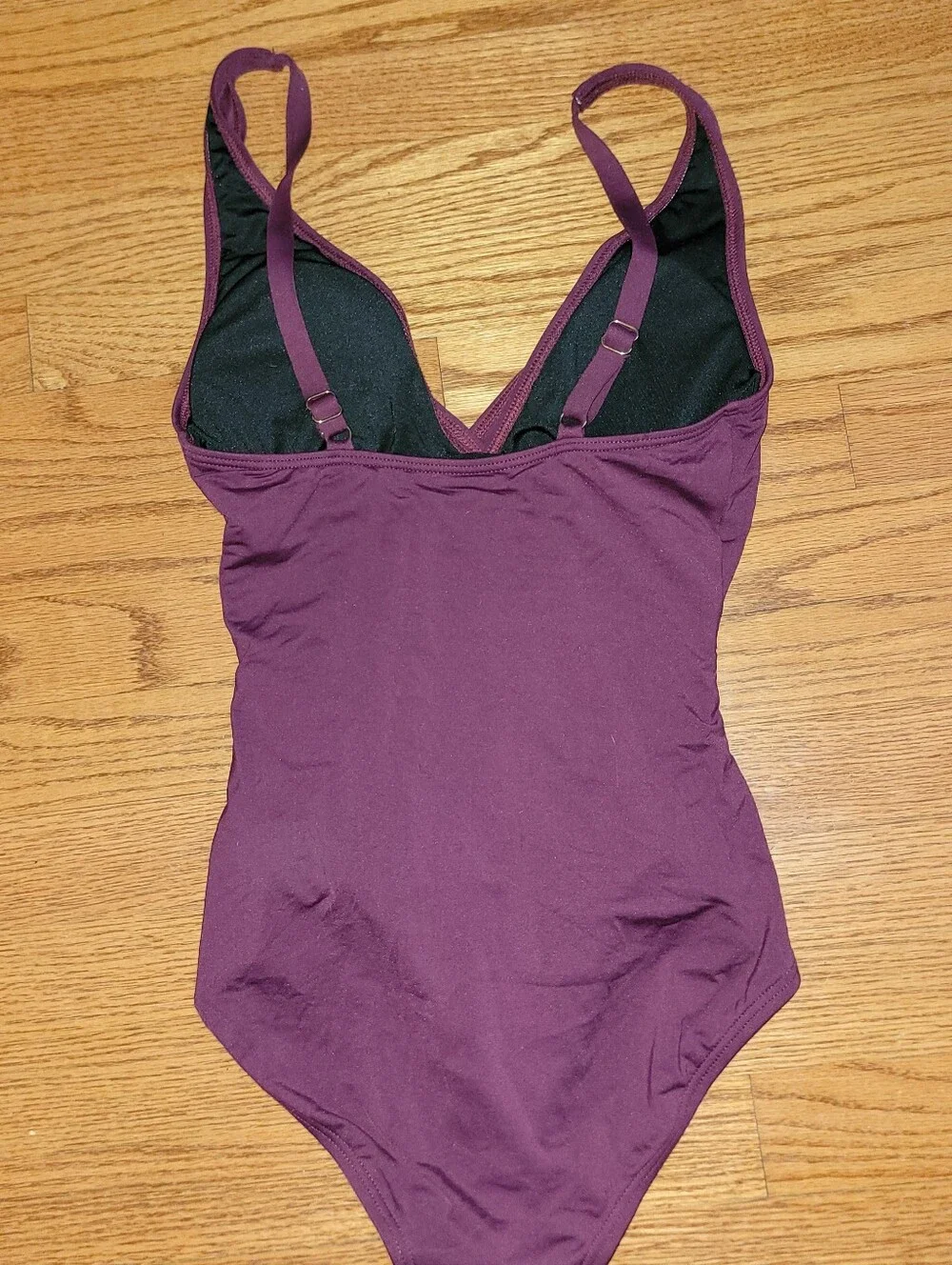 Michael Kors Burgandy One-Piece Swimsuit with MK Accent Gold Circle MK Size 6
